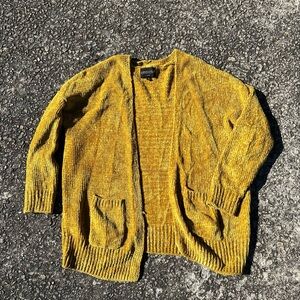 Women’s Mustard Open-Front Sweater